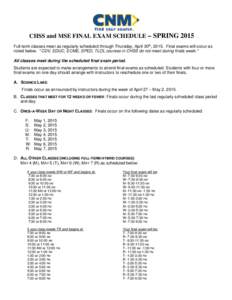 Microsoft Word - Final Exam Schedule Spring 2015.docx