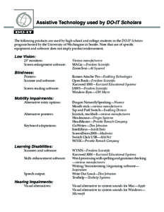 Kurzweil Educational Systems / Kurzweil / ZoomText / DO-IT Scholars Program / Screen reader / Accessibility / Disability / Educational software / Free software / Assistive technology / Design / Technology