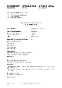 BESCHWERDEKAMMERN DES EUROPÄISCHEN PATENTAMTS BOARDS OF APPEAL OF THE EUROPEAN PATENT