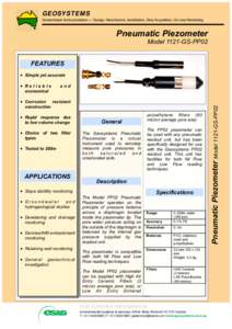 GEOSYSTEMS Geotechnical Instrumentation — Design, Manufacture, Installation, Data Acquisition, on-Line Monitoring Pneumatic Piezometer Model 1121-GS-PP02