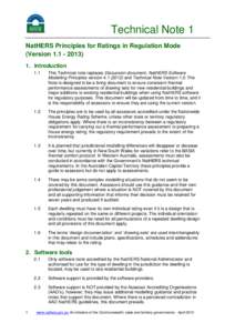 Technical Note 1 NatHERS Principles for Ratings in Regulation Mode (VersionIntroduction 1.1