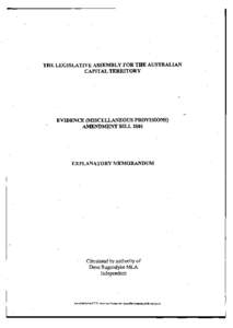 THE LEGISLATIVE ASSEMBLY FOR THE AUSTRALIAN CAPITAL TERRITORY EVIDENCE (MISCELLANEOUS PROVISIONS) AMENDMENT BILL 2001