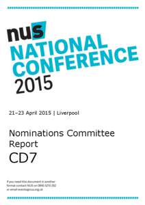 21–23 April 2015 | Liverpool  Nominations Committee Report  CD7