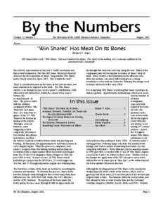 By the Numbers Volume 12, Number 3 The Newsletter of the SABR Statistical Analysis Committee  August, 2002