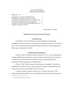 7535 Order Denying Summary Judgment Motion STATE OF VERMONT PUBLIC SERVICE BOARD Docket No[removed]Investigation into petition of AARP, for the establishment of reduced rates for low-income