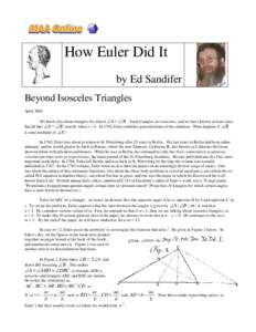 Triangle geometry / Triangles / Triangle / Euler line / Isosceles triangle / Altitude / Spherical geometry