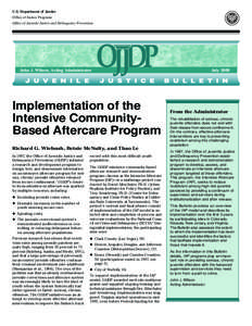 U.S. Department of Justice Office of Justice Programs Office of Juvenile Justice and Delinquency Prevention John J. Wilson, Acting Administrator