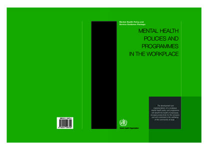 Mental Health Policy and Service Guidance Package MENTAL HEALTH POLICIES AND PROGRAMMES