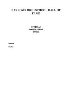 NARROWS HIGH SCHOOL HALL OF FAME OFFICIAL NOMINATION FORM