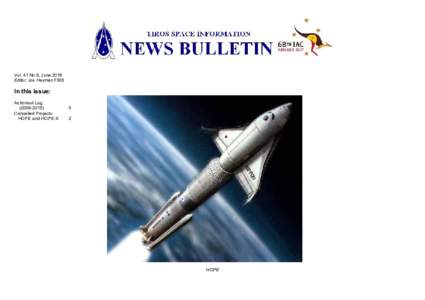 Vol. 41 No.9, June 2016 Editor: Jos Heyman FBIS In this issue: Astronaut Log)