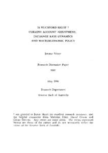 Is Pitchford Right? Current Account Adjustment, Exchange Rate Dynamics and Macroeconomic Policy