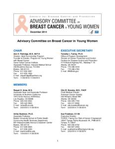 Advisory Committee on Breast Cancer in Young Women: December 2014 Roster