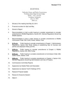 Revised[removed]AGENDA Nebraska Game and Parks Commission Niobrara State Park Group Lodge[removed]522nd Avenue