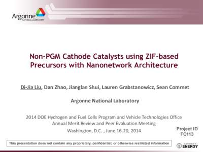 Non-PGM Cathode Catalysts using ZIF-based Precursors with Nanonetwork Architecture