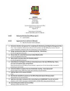 AGENDA  4FRI Stakeholders Meeting Wednesday June 26, 2013 10AM-2:00PM