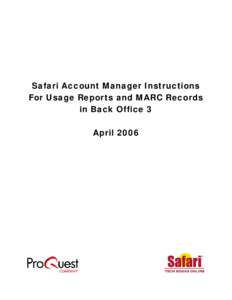 Safari Account Manager Instructions for Back Office 3
