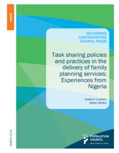 Delivering Contraceptive Vaginal Rings—Task Sharing Policies and Practices: Experiences in Nigeria