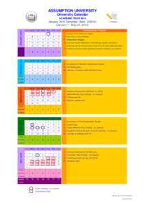 ASSUMPTION UNIVERSITY University Calendar ACADEMIC YEAR 2014 JANUARY 2015