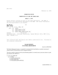 MTM[removed]February 12, 2008 CORRECTION NOTICE COMPETITIVE OIL AND GAS LEASE SALE APRIL 8, 2008