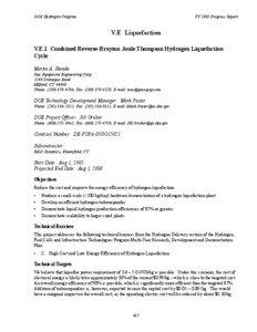 Combined Reverse-Brayton Joule Thompson Hydrogen Liquefaction Cycle