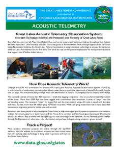 The Great Lakes Fishery Commission’s contribution to The Great Lakes Restoration Initiative ACOUSTIC TELEMETRY Great Lakes Acoustic Telemetry Observation System: