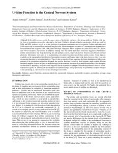 1058  Current Topics in Medicinal Chemistry, 2011, 11, [removed]Uridine Function in the Central Nervous System Arpád Dobolyi1,*, Gábor Juhász2, Zsolt Kovács3 and Julianna Kardos4