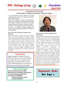 RRC Heritage Group  Newsletter MarchIntroduction to Stan Chung