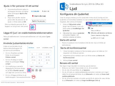 Snabbreferens för Lync 2013 för Office 365  Bjuda in fler personer till ett samtal 1.  2.