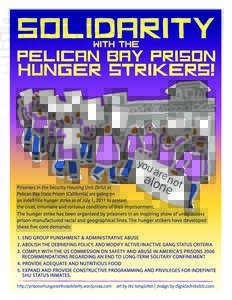 On July 1, 2011 prisoners in the Security Housing Unit (SHU) at Pelican Bay State Prison in California will begin an indefinite hunger strike to protest the conditions of their imprisonment. The hunger strike is being or