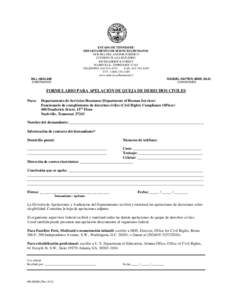 ESTADO DE TENNESSEE DEPARTAMENTO DE SERVICIOS HUMANOS OFICINA DEL ASESOR JURÍDICO CITIZENS PLAZA BUILDING 400 DEADERICK STREET NASHVILLE, TENNESSEE 37243