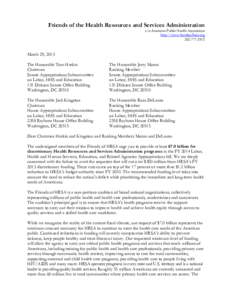 Friends of the Health Resources and Services Administration  c/o American Public Health Association http://www.friendsofhrsa.org[removed]