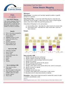 Improvement Tools Fact Sheet  Value Stream Mapping DOC Human Resources  VSM
