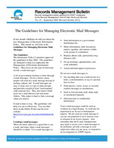 Records Management Bulletin Records management advice prepared for GNWT employees by the Records Management Unit of Public Works and Services No. 43 – September[removed]Revised October 2012)