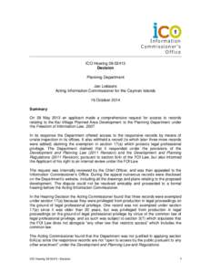 Information Commissioner’s Office ICO HearingDecision Planning Department