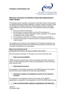 Northern Ireland NDPBs  Freedom of Information Act Definition document for Northern Ireland Non-Departmental Public Bodies