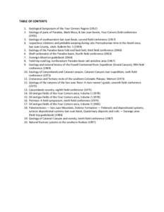 TABLE OF CONTENTS 1. Geological Symposium of the Four Corners RegionGeology of parts of Paradox, Black Mesa, & San Juan Basins, Four Corners field conferenceGeology of southwestern San Juan Basin, s