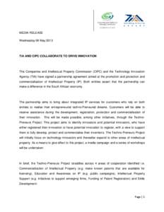 Microsoft Word - Media Release TIA CIPC 8 May 2013 _KN LD SM_