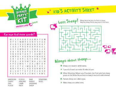 Kid’s Activity Sheet Lost Sheep! SPRING  Sheep like to be part of a flock or group.