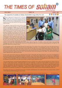 ISSUE 10  VOLUME 3 The Quarterly Newsletter of Soham Renewable Energy India Pvt. Ltd.