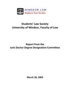 Report from the JD Degree Designation Committee - March 2009