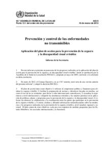 65.ª ASAMBLEA MUNDIAL DE LA SALUD Punto 13.1 del orden del día provisional A65/9 16 de marzo de 2012