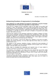 EUROPEAN COMMISSION  MEMO Brussels, 9 November[removed]Enhancing freedom of expression in Azerbaijan