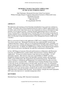 MICROBIAL SOURCE TRACKING APPROACHES OF THE NJ MST WORKING GROUP