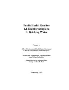 California law / Alkenes / Halogenated solvents / Organochlorides / Chemistry / Maximum Contaminant Level / Safe Drinking Water Act / 1 / 1-Dichloroethene / Drinking water / Water supply and sanitation in the United States / Health / California Office of Environmental Health Hazard Assessment