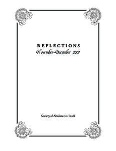 REFLECTIONS November~December 2007 Society of Abidance in Truth  Bhagavan Sri Ramana Maharshi