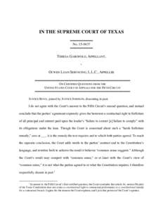 IN THE SUPREME COURT OF TEXAS ══════════ No ══════════