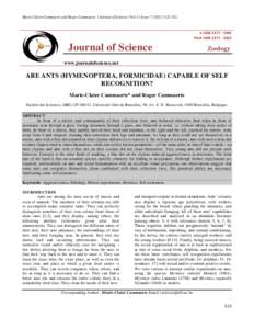 Marie-Claire Cammaerts and Roger Cammaerts. / Journal of Science / Vol 5 / Issue532.  e ISSNPrint ISSNJournal of Science