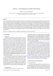 openair — an R package for air quality data analysis David C. Carslawa,∗, Karl Ropkinsb a King’s College London, Environmental Research Group, Franklin Wilkins Building, 150 Stamford Street, London SE1 9NH, UK b In