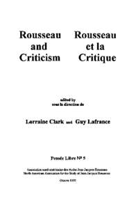 Rousseau and Criticism Rousseau et la