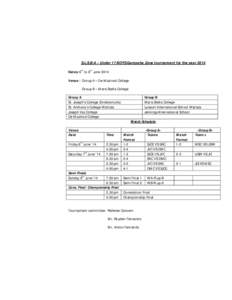 S.L.S.B.A – Under 17 BOYS Gampaha Zone tournament for the year 2014 Dates: 6th to 8th June 2014 Venue : Group A – De Mazinod College Group B – Maris Stella College Group A St. Joseph’s College (Enderamulla)